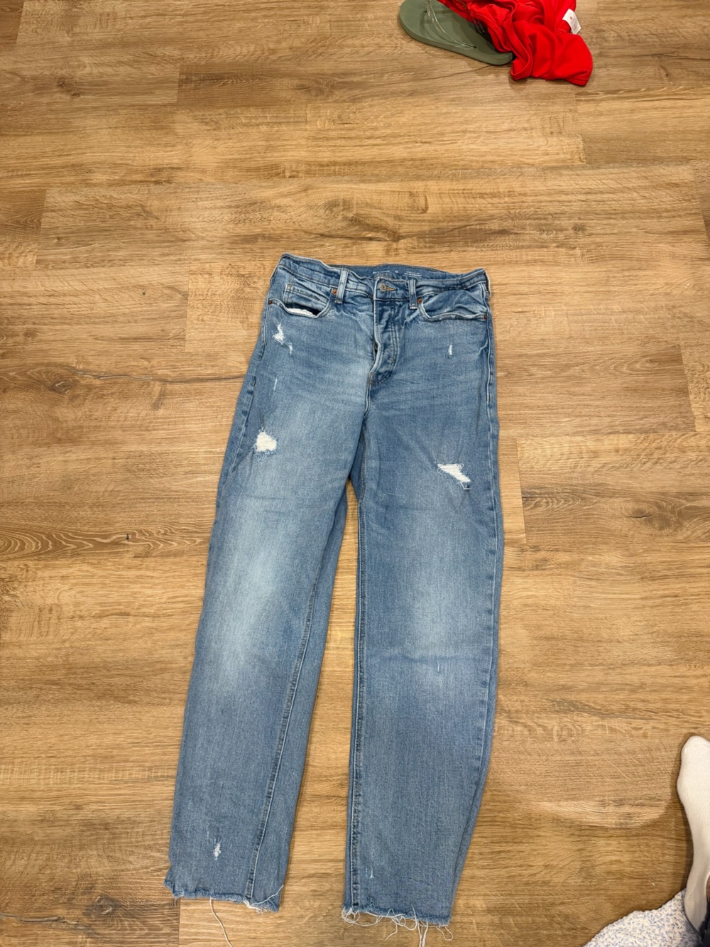 Old Navy Men's Light Wash Slim Straight Jeans with Distressing